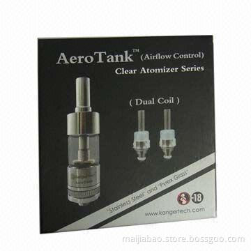 Electronic cigarette atomizers, dual coil, stainless steel and glass